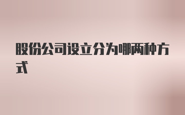 股份公司设立分为哪两种方式