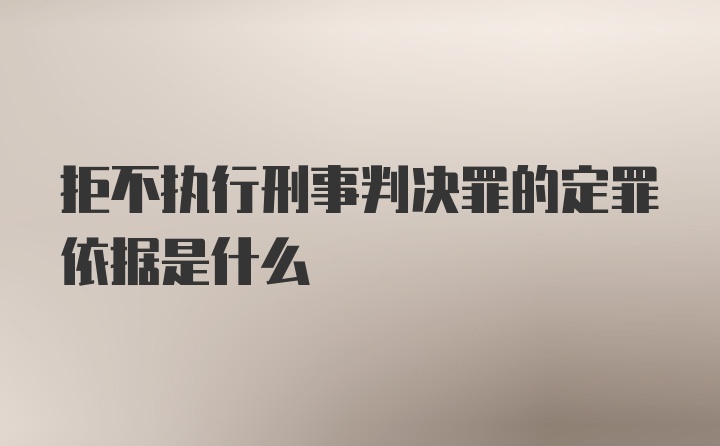 拒不执行刑事判决罪的定罪依据是什么