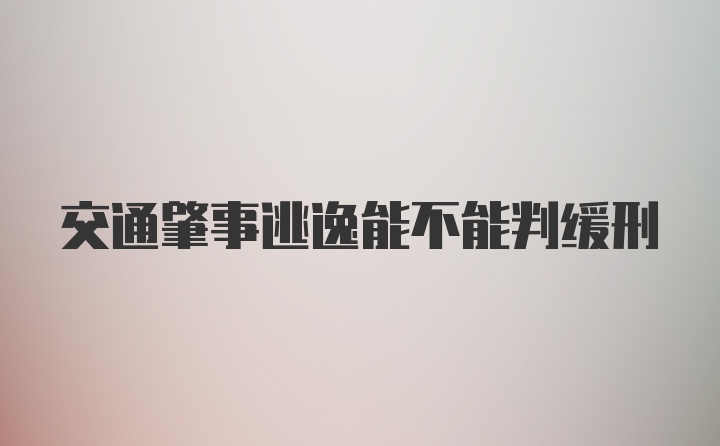 交通肇事逃逸能不能判缓刑