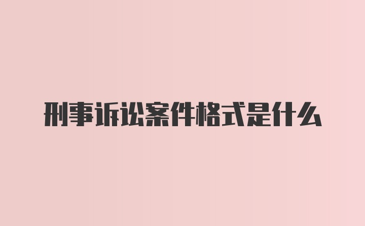 刑事诉讼案件格式是什么