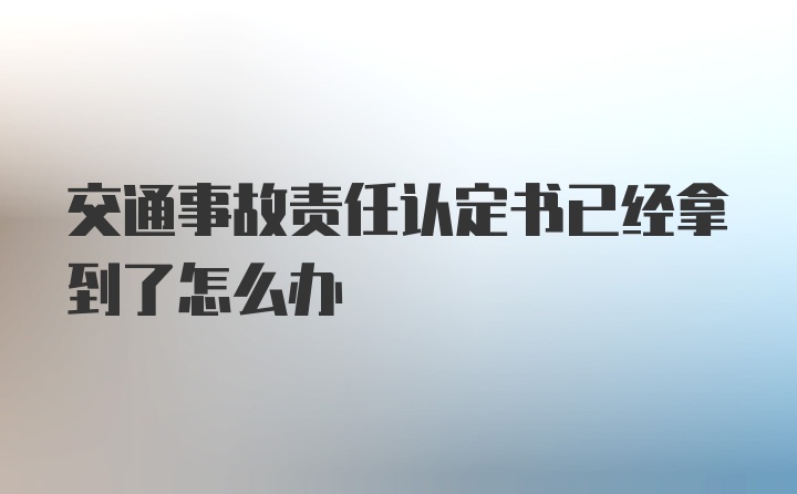 交通事故责任认定书已经拿到了怎么办