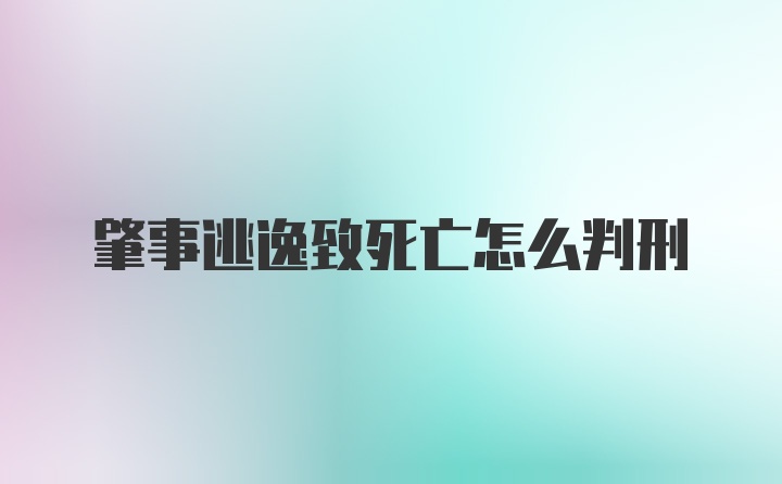 肇事逃逸致死亡怎么判刑