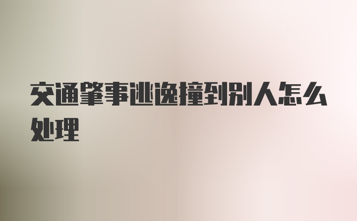 交通肇事逃逸撞到别人怎么处理