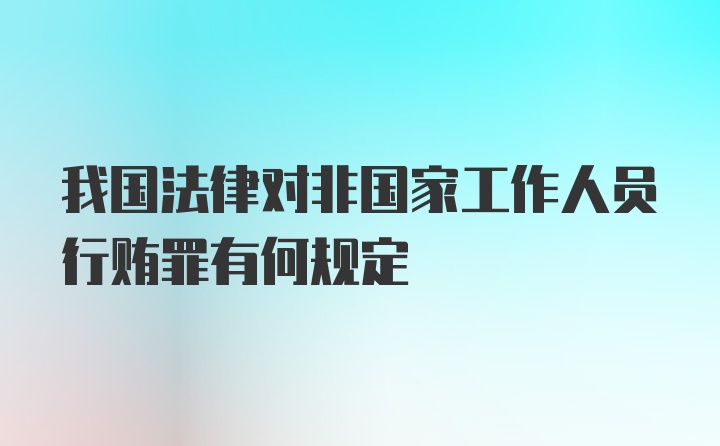 我国法律对非国家工作人员行贿罪有何规定