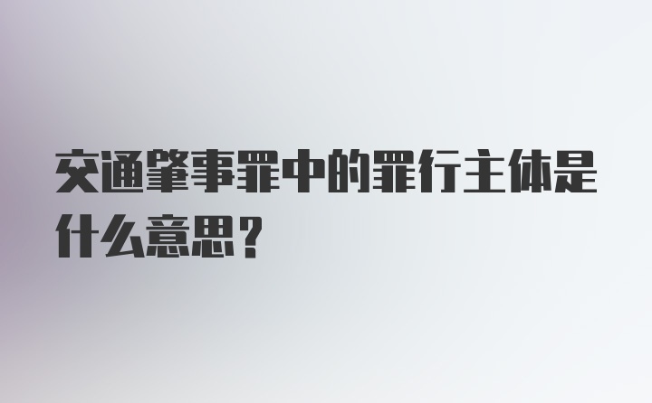 交通肇事罪中的罪行主体是什么意思？