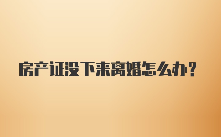 房产证没下来离婚怎么办?