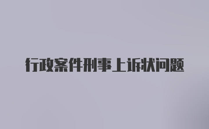 行政案件刑事上诉状问题