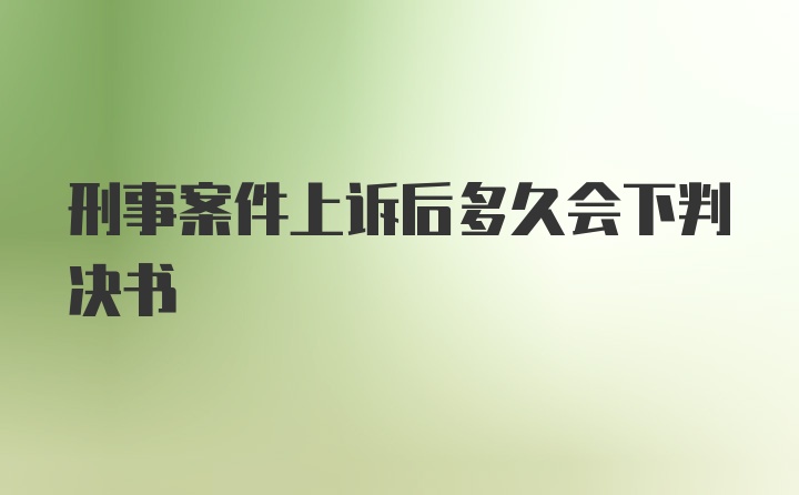 刑事案件上诉后多久会下判决书