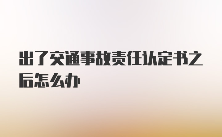 出了交通事故责任认定书之后怎么办