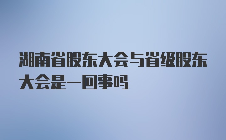 湖南省股东大会与省级股东大会是一回事吗