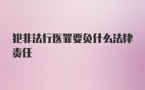 犯非法行医罪要负什么法律责任