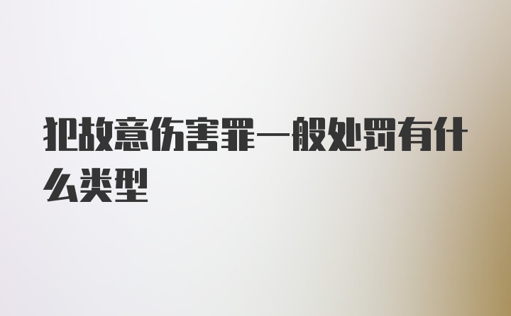 犯故意伤害罪一般处罚有什么类型