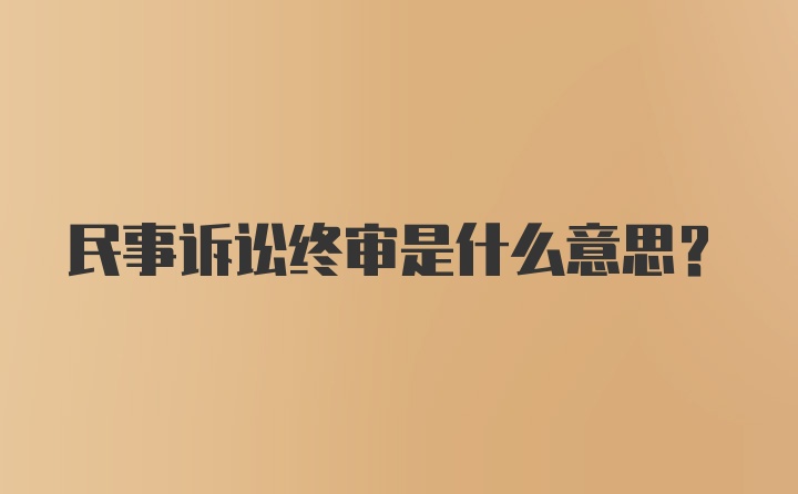 民事诉讼终审是什么意思?