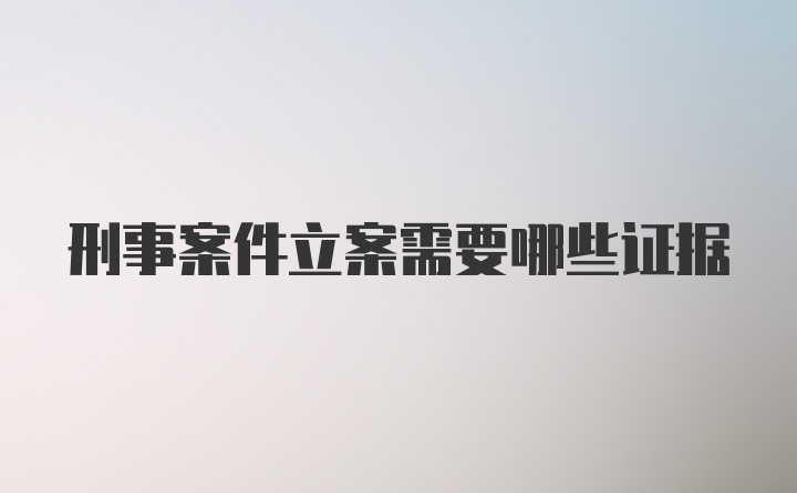 刑事案件立案需要哪些证据