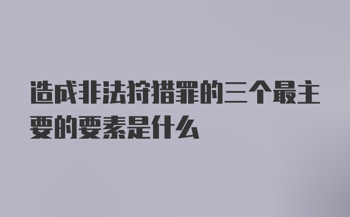 造成非法狩猎罪的三个最主要的要素是什么