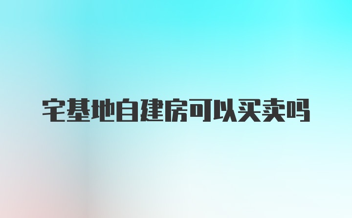 宅基地自建房可以买卖吗