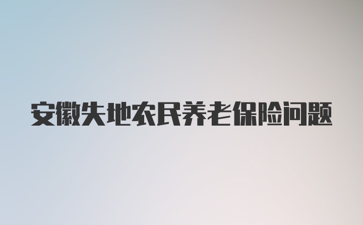 安徽失地农民养老保险问题