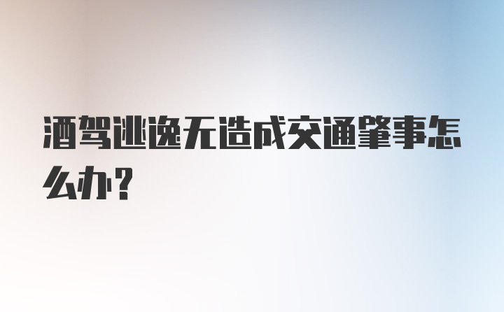 酒驾逃逸无造成交通肇事怎么办？