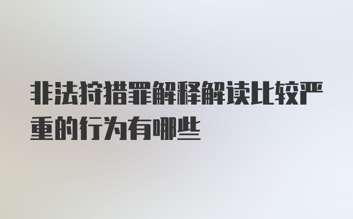 非法狩猎罪解释解读比较严重的行为有哪些