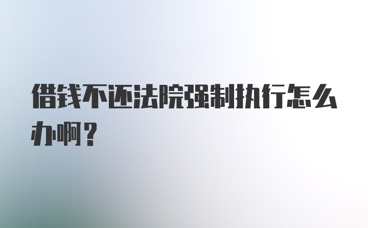 借钱不还法院强制执行怎么办啊？