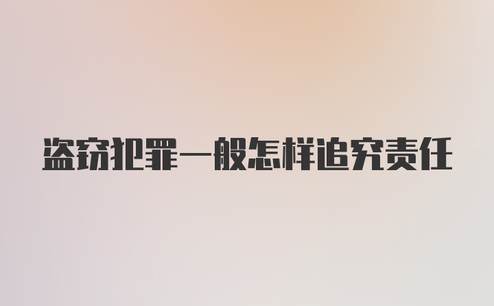 盗窃犯罪一般怎样追究责任