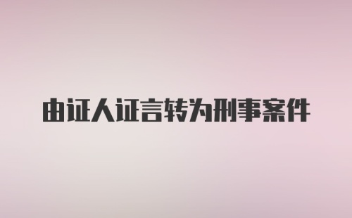 由证人证言转为刑事案件