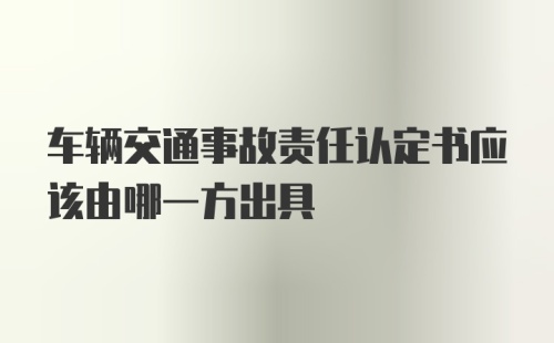 车辆交通事故责任认定书应该由哪一方出具