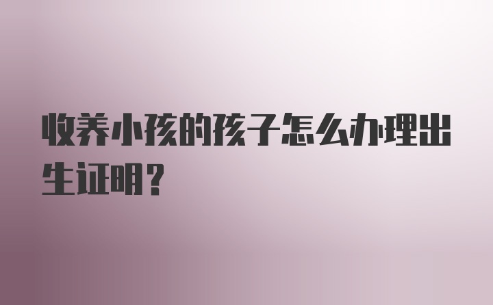 收养小孩的孩子怎么办理出生证明？