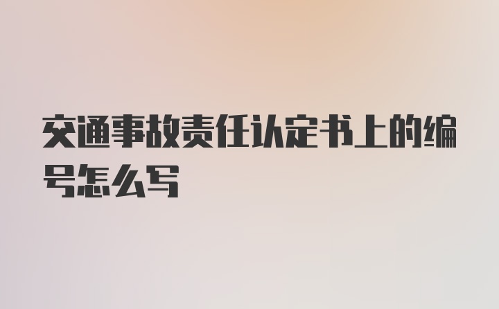 交通事故责任认定书上的编号怎么写