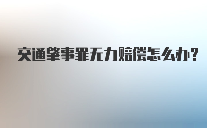 交通肇事罪无力赔偿怎么办？