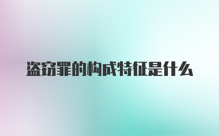 盗窃罪的构成特征是什么