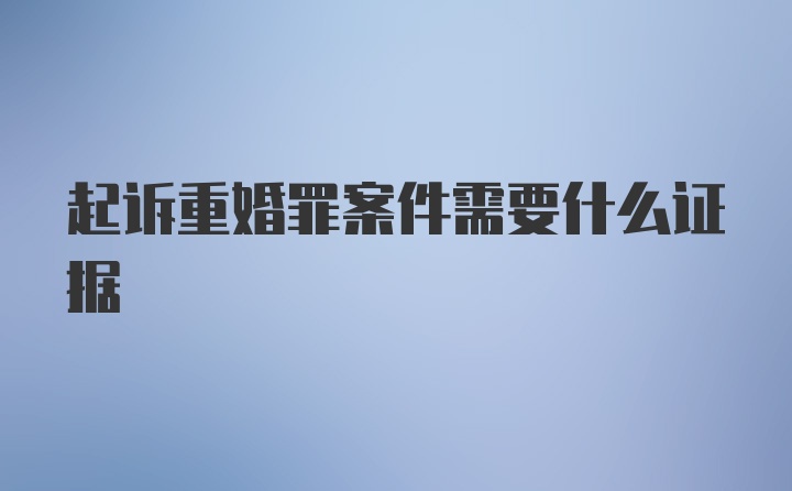 起诉重婚罪案件需要什么证据