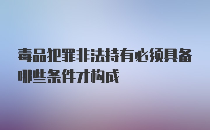 毒品犯罪非法持有必须具备哪些条件才构成