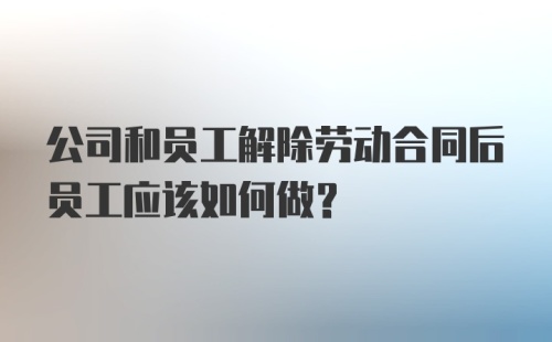 公司和员工解除劳动合同后员工应该如何做？