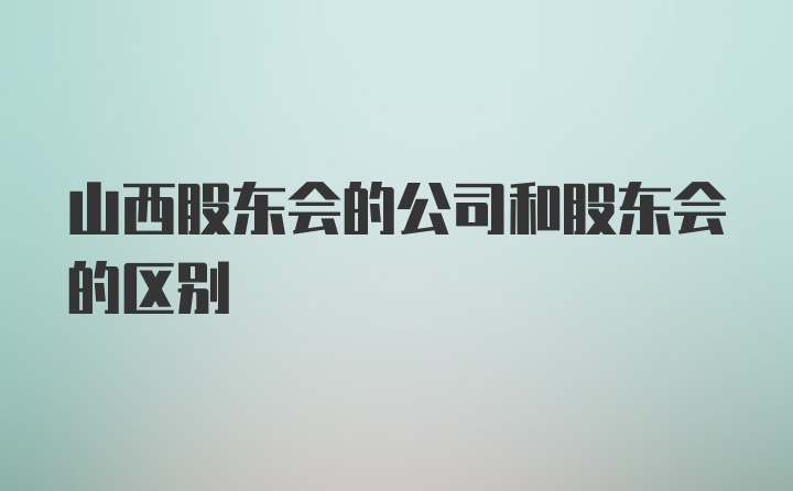 山西股东会的公司和股东会的区别