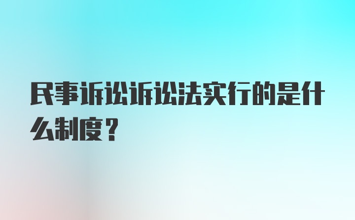 民事诉讼诉讼法实行的是什么制度?