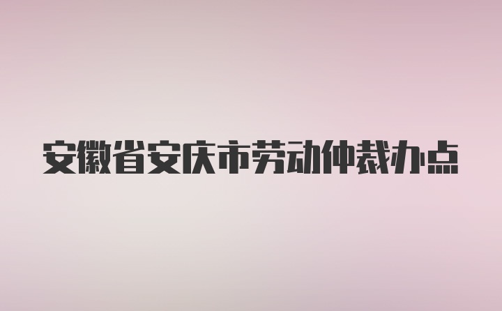 安徽省安庆市劳动仲裁办点