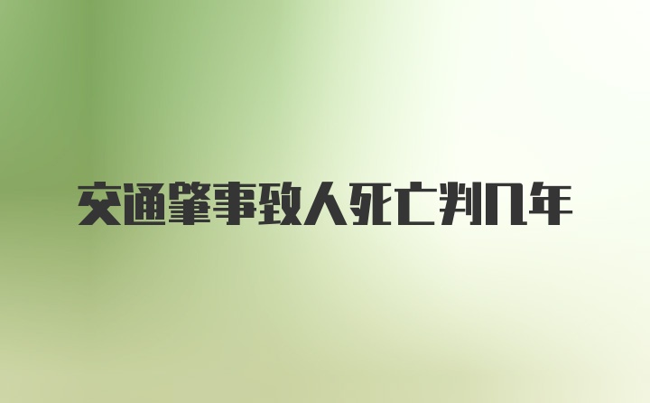 交通肇事致人死亡判几年