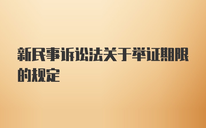 新民事诉讼法关于举证期限的规定