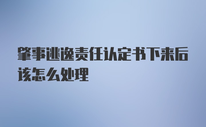 肇事逃逸责任认定书下来后该怎么处理