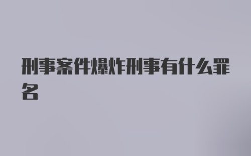 刑事案件爆炸刑事有什么罪名