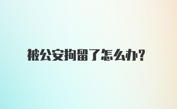 被公安拘留了怎么办？