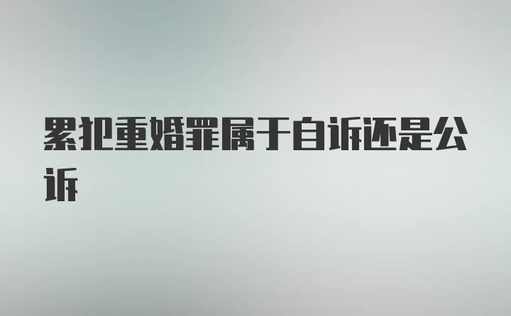 累犯重婚罪属于自诉还是公诉