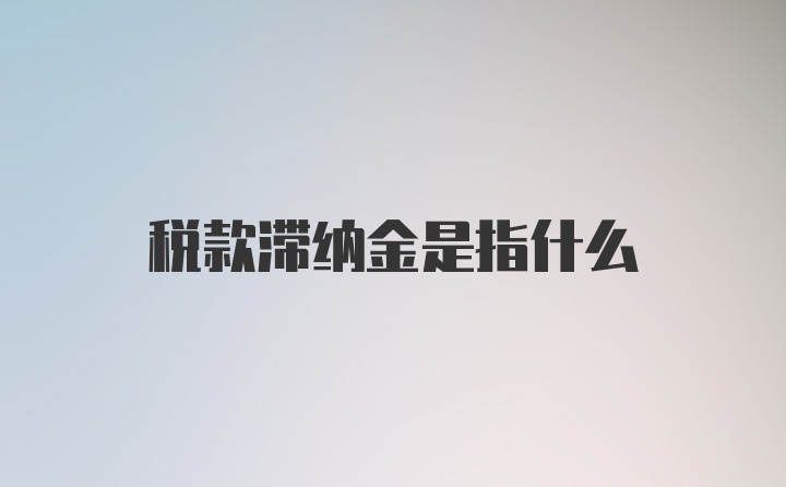 税款滞纳金是指什么