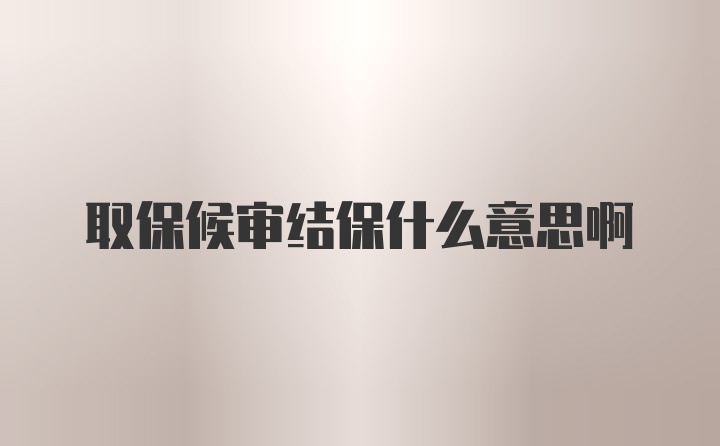 取保候审结保什么意思啊