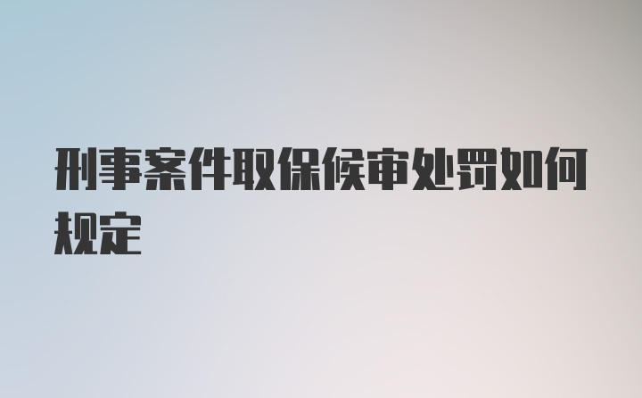 刑事案件取保候审处罚如何规定