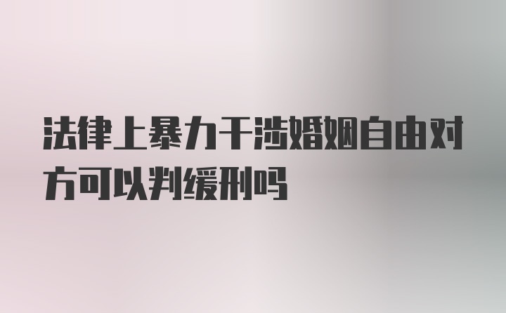 法律上暴力干涉婚姻自由对方可以判缓刑吗