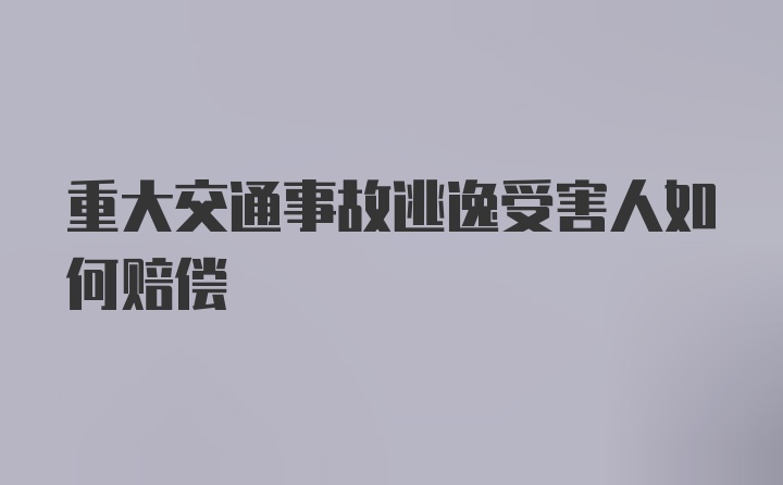 重大交通事故逃逸受害人如何赔偿