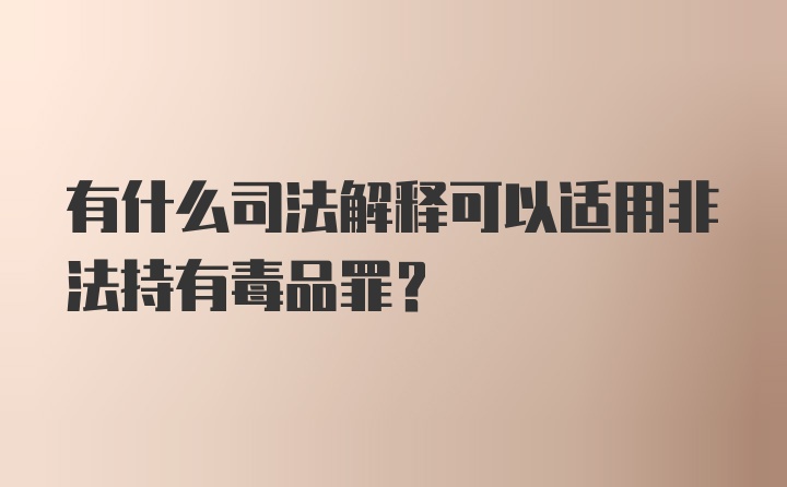 有什么司法解释可以适用非法持有毒品罪？