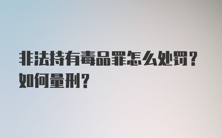 非法持有毒品罪怎么处罚？如何量刑？